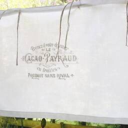 Bistro Curtain, White Printed, Country House, Net Kitchen, Shabby, Vintage, Cocoa - thumbnail 2
