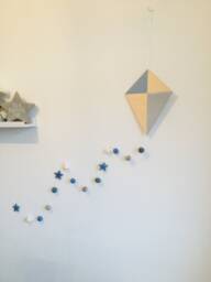 Kite Nursery Wall Hanging/Felt Ball Garland/ Boho Decoration Scandi Style Decor - thumbnail 1
