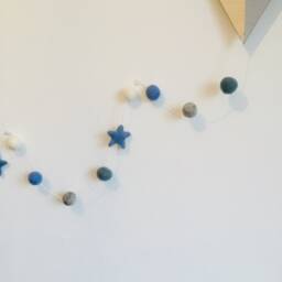 Kite Nursery Wall Hanging/Felt Ball Garland/ Boho Decoration Scandi Style Decor - thumbnail 4