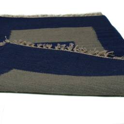 Blue & Grey Handwoven Cotton Wool Rug/Door Mat - 24x36 Inch - thumbnail 2