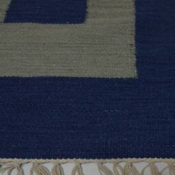Blue & Grey Handwoven Cotton Wool Rug/Door Mat - 24x36 Inch - thumbnail 3