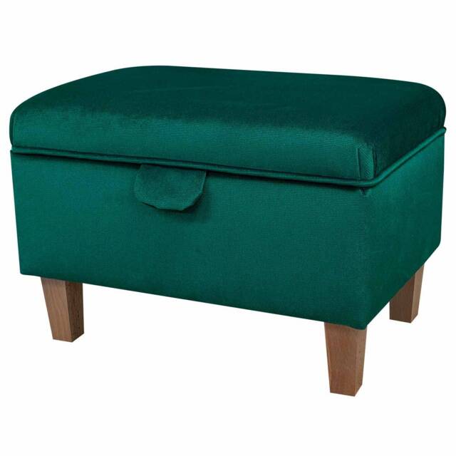 Handmade Emerald Green Velvet Storage Ottoman - Malta Upholstery Fabric Bespoke British Made - image 1