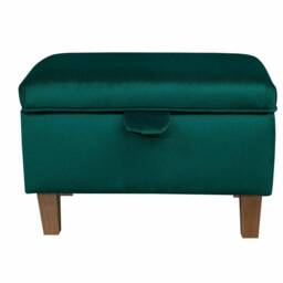 Handmade Emerald Green Velvet Storage Ottoman - Malta Upholstery Fabric Bespoke British Made - thumbnail 3