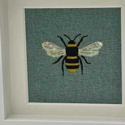 Bee Textile Picture Sophie Allport Design, Teal Background - thumbnail 3