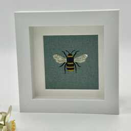 Bee Textile Picture Sophie Allport Design, Teal Background - thumbnail 1