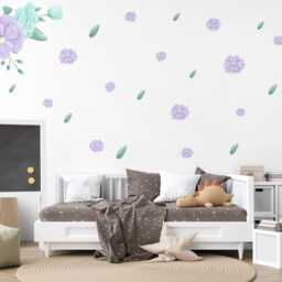 Nursery Decor Purple Flower Wall Stickers Kids Stickers, Floral Decals, Girls Decor, Baby Room - thumbnail 2
