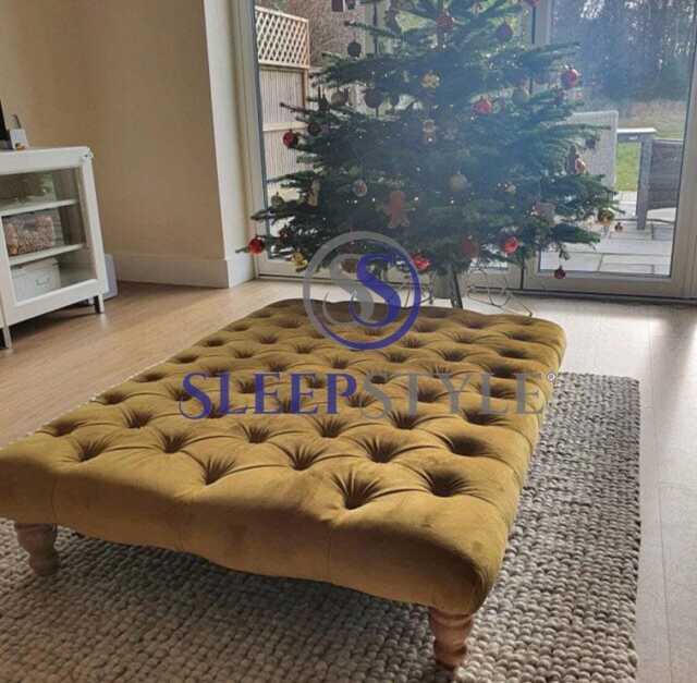 New 90 cm X 120 Chesterfield Upholstered Footstool - Coffee Table Available in Various Colors & Fabrics - image 1