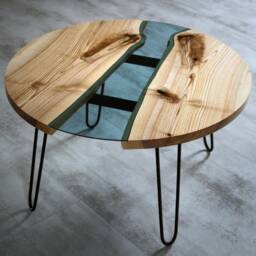 Custom River Table, Ash Coffee Table With Hairpin Legs, Round Live Edge Personalised Wedding Gift, Modern Furniture - thumbnail 2