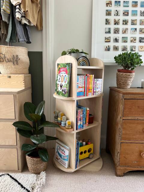 Montessori Rotating Bookcase - Wooden Children's Mini Library Scalloped Kids' Bookshelf Raphaella - image 1