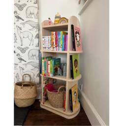 Montessori Rotating Bookcase - Wooden Children's Mini Library Scalloped Kids' Bookshelf Raphaella - thumbnail 2
