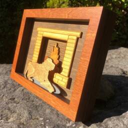 Golden Retriever Wood Shadow Box Laser Cut Dog By Fireplace - thumbnail 3