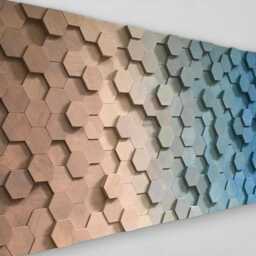 Handmade Hexagon Wood Wall Art - Ombre Mosaic Decor - thumbnail 2