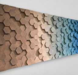 Handmade Hexagon Wood Wall Art - Ombre Mosaic Decor - thumbnail 1