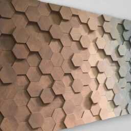 Handmade Hexagon Wood Wall Art - Ombre Mosaic Decor - thumbnail 3