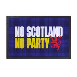 No Scotland Party - Blue Tartan Door Mat 60cm X 40cm