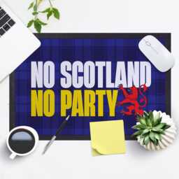 No Scotland Party - Blue Tartan Door Mat 60cm X 40cm - thumbnail 2