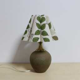 Handmade Ceramic Table Lamp Green Leaf Lampshade, Copper Base - thumbnail 1