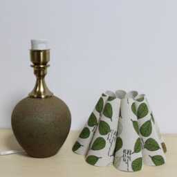 Handmade Ceramic Table Lamp Green Leaf Lampshade, Copper Base - thumbnail 2