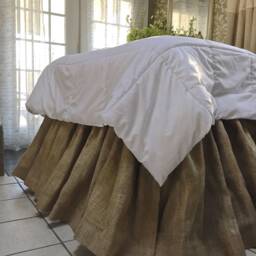 Natural Burlap Gathered Skirt Bedskirt Queen King Full Twin - thumbnail 2