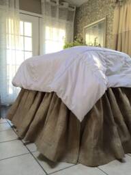 Natural Burlap Gathered Skirt Bedskirt Queen King Full Twin - thumbnail 1