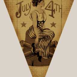 Fourth Of July Pennant/Art Adhered To Wood Complete With A Rusty Tin Hanger 4x5 Or 8x10 Primitive Handmade in The Usa - thumbnail 2