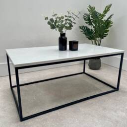 Marble Coffee Table Matte Black Frame - thumbnail 4