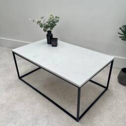 Marble Coffee Table Matte Black Frame - thumbnail 3