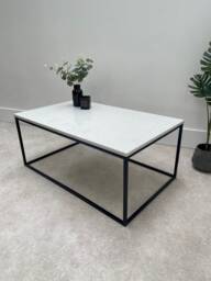 Marble Coffee Table Matte Black Frame - thumbnail 1