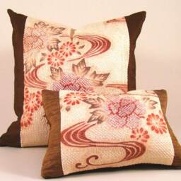 Silk Shibori Lumbar Pillow Cover Upcycled Vintage Kimono - thumbnail 4
