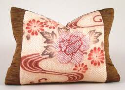 Silk Shibori Lumbar Pillow Cover Upcycled Vintage Kimono - thumbnail 1