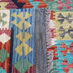 Classic Runner Rug, Handmade Artisan Afghan Turkish Aztec Natural Wool Kilim Rug 380x80 cm - thumbnail 3