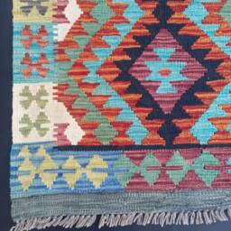 Classic Runner Rug, Handmade Artisan Afghan Turkish Aztec Natural Wool Kilim Rug 380x80 cm - thumbnail 4