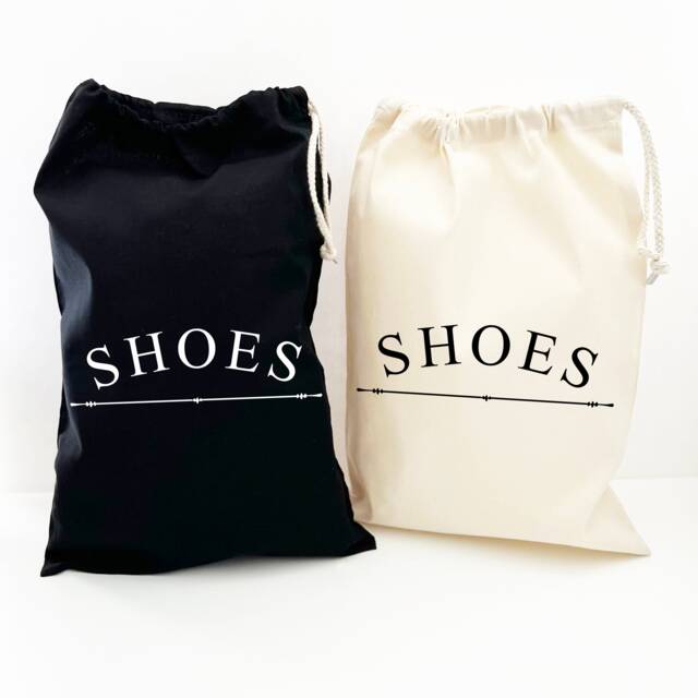 Cotton Shoe Bag, Travel Luggage Organizer, Hand Printed - image 1