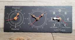 Spanish Laser Engraved Time, Tide & Moon Phase Slate Wall Clock 30cm X 12cm - thumbnail 1