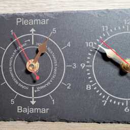 Spanish Laser Engraved Time, Tide & Moon Phase Slate Wall Clock 30cm X 12cm - thumbnail 3