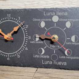 Spanish Laser Engraved Time, Tide & Moon Phase Slate Wall Clock 30cm X 12cm - thumbnail 2