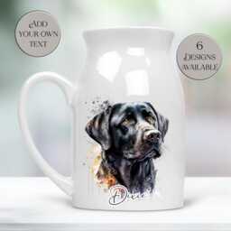 Personalised Watercolour Black Labrador Milk Jug/Flower Vase - Gift For Dog Lovers Homeware Pet Memorial Keepsake - thumbnail 3