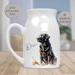 Personalised Watercolour Black Labrador Milk Jug/Flower Vase - Gift For Dog Lovers Homeware Pet Memorial Keepsake - thumbnail 2