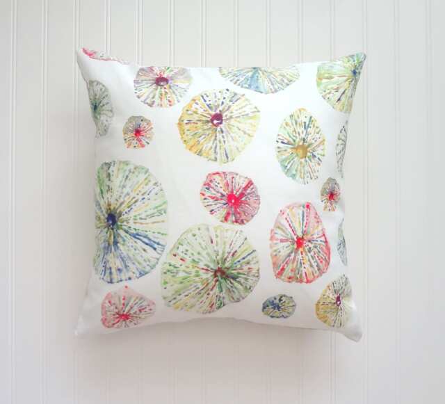 Watercolor Sea Urchins Pillow Cover, Abstract Urchins, Coastal Decor, Beach 18x18, 20x20, 22x22, 24x24, 14x20, 12x21, 12x26 - image 1