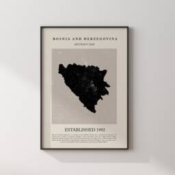 Bosnia & Herzegovina Map Vintage Abstract Wall Art Print Picasso + Matisse Inspired Travel Poster - thumbnail 3