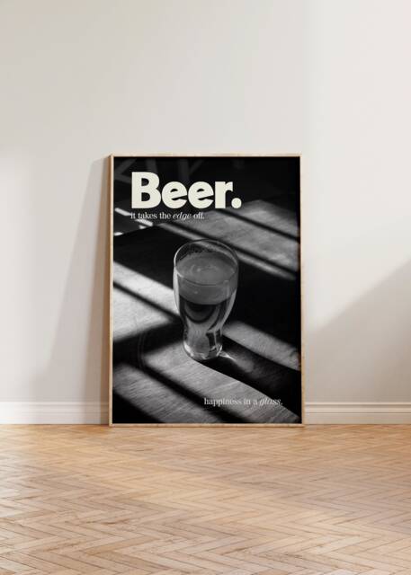 Kitchen Print, Beer Wall Art, Retro Bar Poster, Funny Black & White Dining Room Decor, Gift For Him New Home - image 1