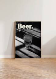 Kitchen Print, Beer Wall Art, Retro Bar Poster, Funny Black & White Dining Room Decor, Gift For Him New Home - thumbnail 1