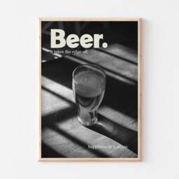 Kitchen Print, Beer Wall Art, Retro Bar Poster, Funny Black & White Dining Room Decor, Gift For Him New Home - thumbnail 2