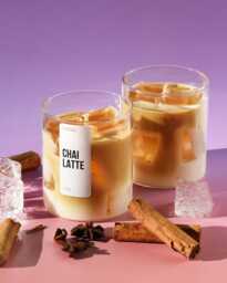 Chai Latte Candle - 15 Oz Iced Handmade Soy Wax With Ice Cubes - thumbnail 1