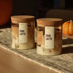 Chai Latte Candle - 15 Oz Iced Handmade Soy Wax With Ice Cubes - thumbnail 3