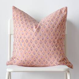Indian Block Print Pillow Cover Floral Batik, Boho Farmhouse Decor - thumbnail 2