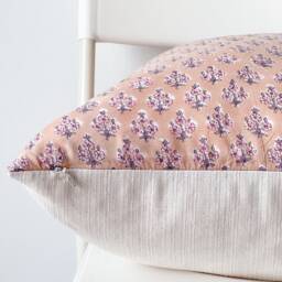 Indian Block Print Pillow Cover Floral Batik, Boho Farmhouse Decor - thumbnail 3
