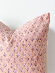 Indian Block Print Pillow Cover Floral Batik, Boho Farmhouse Decor - thumbnail 1