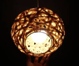 Rustic Bamboo Pendant Light Decorative Lighting Fixture - 26cm X 17cm