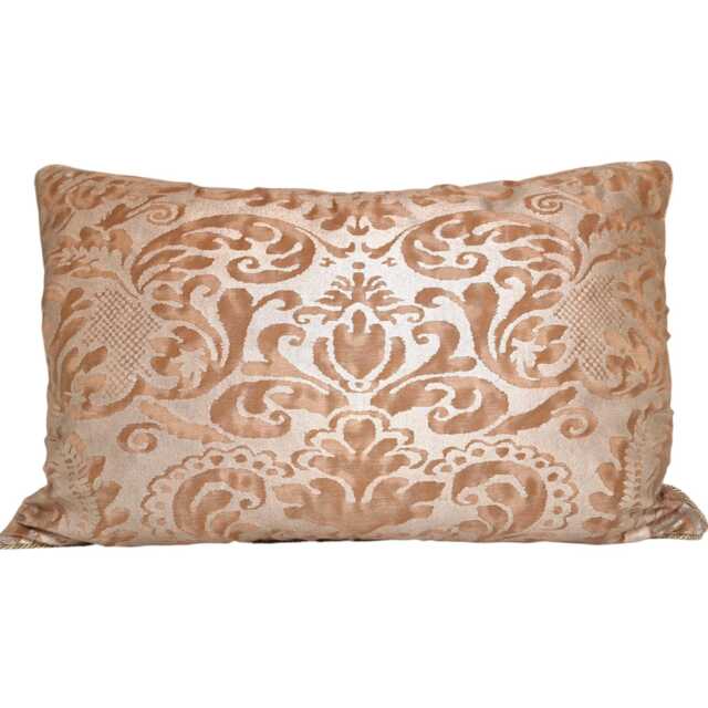 Fortuny Lumbar Throw Pillow Cushion Cover Sevigne Warm French Brown & Gold Pattern - Made in Italy - image 1